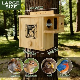 Firmlly Extra Large Outdoor Squirrel House, Wooden Nesting Box