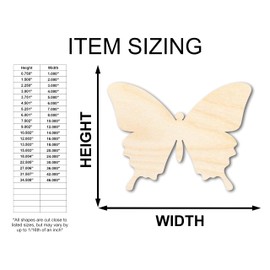 Unfinished Wood Butterfly | Insect | Animal | Wildlife | Craft Cutout | up to 46" DIY 6" / 1/8"