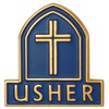 Church Usher Lapel Badge Magnetic Gold & Blue