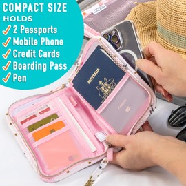 Travel Passport Holder Wallet RFID for Passports Credit Cards Money Travel Documents Boarding Pass Pink Flamingo Design from Paton Travel Australia