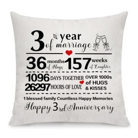 1st Marriage Gift 1 Year of Wedding Anniversary Throw Pillow Cover 1st Anniversary Keepsake Gift for Wife Husband Women Men Couples Families Anniversary Cushion Cover Throw Pillow Case (3rd)