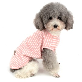 Ranphy Striped Pet Shirt Cotton Dog Clothes Cute Puppy T-Shirt Pet Clothes for Small Dogs Pet Summer Vest Pink XL