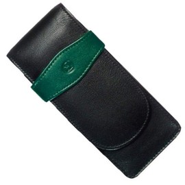 Pelikan Leather Triple Pen Case, Black/Green (924092)