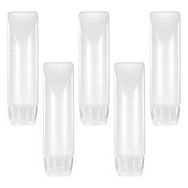 QOOWFEANIG 5Pcs 1 oz Transparent Travel Bottles, Leak-Proof Refillable Toiletries Containers for Toothpaste & Cosmetics,Mini Squeeze Dispensers for Shampoo,Lotion,Travel Essentials (BPA-Free)