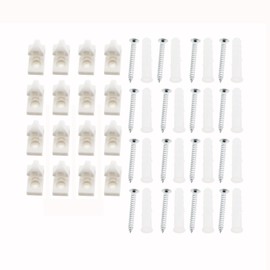 ZHYOHEN 16 Sets White Closet Shelf Clip Plastic Wire Wall Clip Heavy Duty Shelf Ring Clip Light String Hook Screw in Plant Hanging Basket Hooks Includes Screws and Expansion Tubes