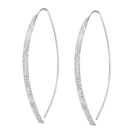 AeraVida Trendy Texture Long Curved Lines .925 Sterling Silver Slide-Through Earrings | Elegant Sterling Silver Slide-Through Earrings