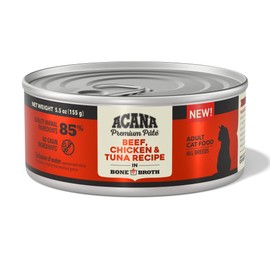 ACANA PREMIUM PATE Wet Cat Food, Beef, Chicken & Tuna Recipe in Beef Bone Broth, 5.5oz (Case of 12)