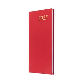 Collins Essential 2025 Eco Friendly Diary - Pocket Week to View Business Planner with Leathergrain Hardback Cover and Recycled Paper - Red - E-ESSSP.15-25