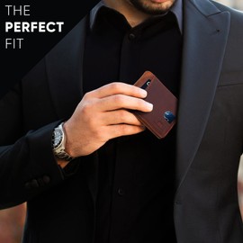 SERMAN BRANDS RFID Blocking Slim Bifold Genuine Leather Thin Minimalist Front Pocket Wallets for Men Billfold Wallet Men Gift (Canyon Red 2.0)