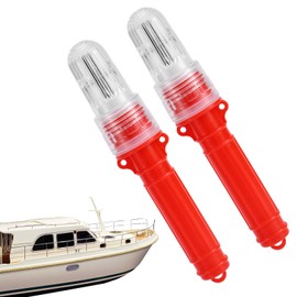 2pcs Coast Guard Approved Marine Flares, Waterproof Boat Safety Flares with Intelligent Light Control for Emergency Signaling Fishing & Buoys (Red)