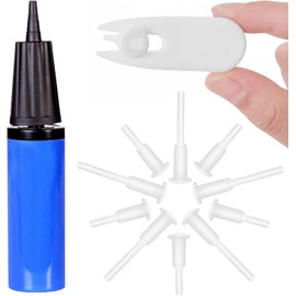 Exercise Ball Pump, Air Pump for Exercise Ball, Yoga Ball Pumps with Fitness Ball Plug Replacement kit Yoga Ball Plugs Replacement Plug for Exercise Balls Inflator Pump (Blue 13 PCS)