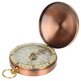 Compass Premium Vintage Retro Copper Flip Cover Pocket Watch Compass Survival Gear Compass for Camping Hiking (Compass)