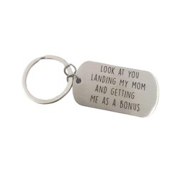 Look at you Landing My Mom, Step Dad Gifts, Stepdad Keychain, Bonus Dad Gifts for Stepdad, Landing My Mom (My)