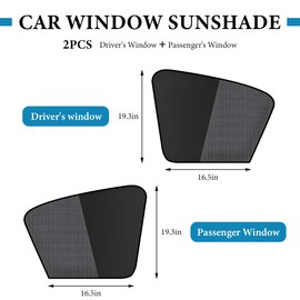 FSTURIOS 2PCS Car Window Shades, Magnetic Curtains Auto Front Seat Side Window Covers with Half Shade, Double Layer Mesh Sun Block UV Protection Covers for Driver Passenger (Vertical)