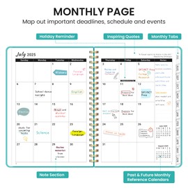Academic Planner 2025-2026 For Women & Men, Monthly and Weekly Calendar Planner, Jul 2025 - Jun 2026, A5 (6.3" x 8.5"), Teacher Student Planning Book with Tabs, Ideal for Office School Supplies - Aquamarine
