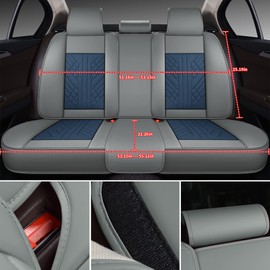 GXT Bench Seat Cover, Premium Faux Leather Bench Seat Covers for Trucks - Universal Fit for Most Sedans SUV Pick-up Truck, Durable for Long Lasting Protection(Grey and Blue)