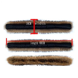 Fur collar, women's scarf, warm fur scarf, raccoon, fur collar, bib, pullover, hat, unisex collar, Length: 60 cm, width: 16 cm,