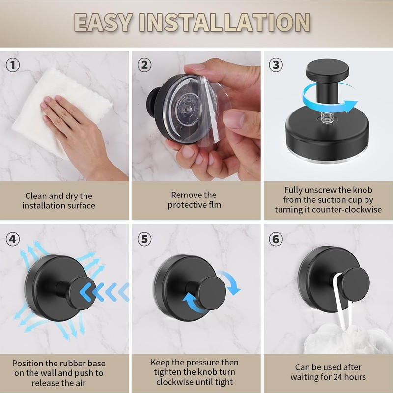 SOCORIA 2025 Upgraded Drill-Free Suction Cup Hooks, Stainless Steel Suction