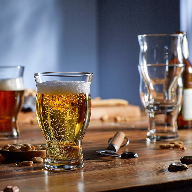 Libbey Craft Brews Nucleated Pint Beer Glasses, Dishwasher Safe Pint