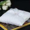 MAGICLULU Double Heart Ring Pillow 18x18cm Satin Ribbon Bridal Wedding