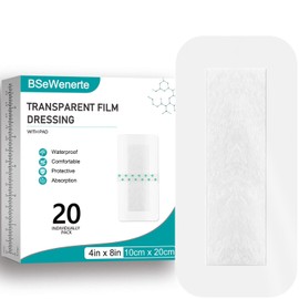 Apósito transparente con almohadilla, impermeable, para el cuidado posterior de tatuajes, tratamiento de cicatrices y heridas, 10 x 20 cm, 20 paquetes