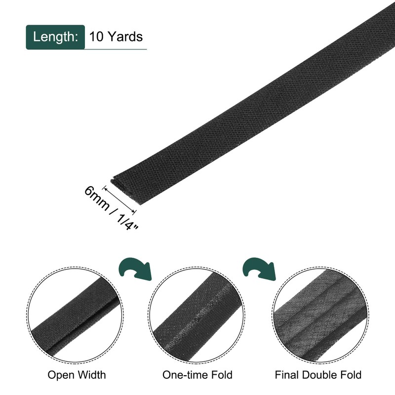 sourcing map 1/4 Inch Double Fold Bias Tape Polyester Continuous