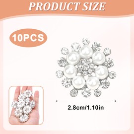 10PCS Pearl Buttons, Diamante Buttons Silver Buttons Buttons for Crafting Rhinestone Pearl Embellishments for Crafting Mother of Pearl Buttons Flower Buttons