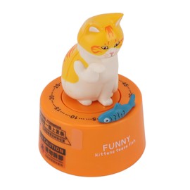 Mechanical Countdown Timer, 60 Minutes Mechanical Kitchen Timer Eco Friendly Loud Alarm Magnetic Base Cute Animal Shape for Kitchen (Kitten with Orange Base)