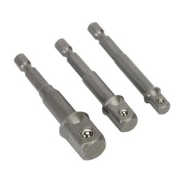 Socket Bit Adapter Drill Nut Driver Power Extension Bar 3pc Set 1/4" 3/8" 1/2"