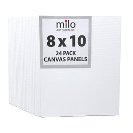 milo Canvas Panel Boards for Painting | 8x10 inches | 24 Pack of Flat Canvas Panels, Primed & Ready to Paint Art Supplies for Acrylic, Oil, Mixed Wet Media, & Pouring, Bulk Painting Party Pack