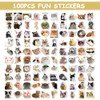Pack of 100 Funny Meme Sticker Set, Cat Meme Stickers,