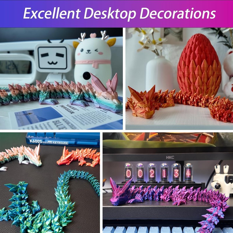 3D Printed Crystal Dragon Egg with Dragon Inside, 3D Articulated