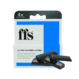 FFS Beauty 5-Blade SmoothGlide Razor Cartridge Head Refills - Durable, Diamond Coated Titanium Blade & Styling Trimmer - Blue (4 pack, 4.00, count)