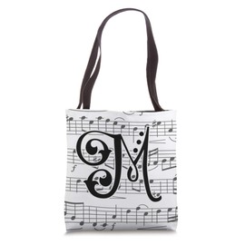 Music Monogram Initial of Capital Letter M Tote Bag