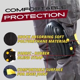 DEKOR Knee Pads for Work - CE Certified Polyurethane Construction - Gardening Knee Pads for Men and Women - Shock-Absorbing Design for DIY and Commercial Use Construction Tools - Made in Europe