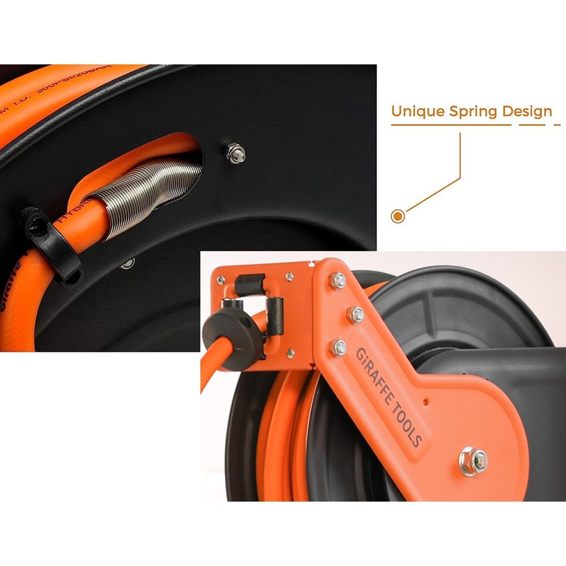 Giraffe Tools TA15BPLUS Retractable Air Hose Reel with Swivel Bracket