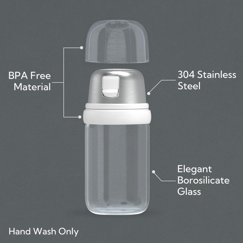 KITCHENDAO Glass Sugar Dispenser with Side Pour Spout, Built-in Lid
