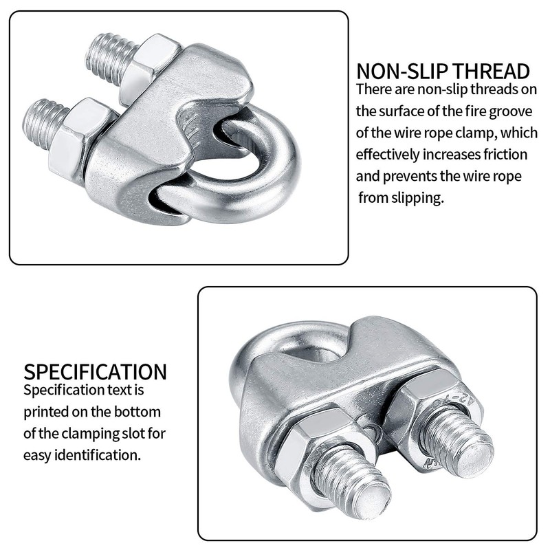 12 Pcs Wire Rope Clips Clamps, U Bolt Saddle Fastener,