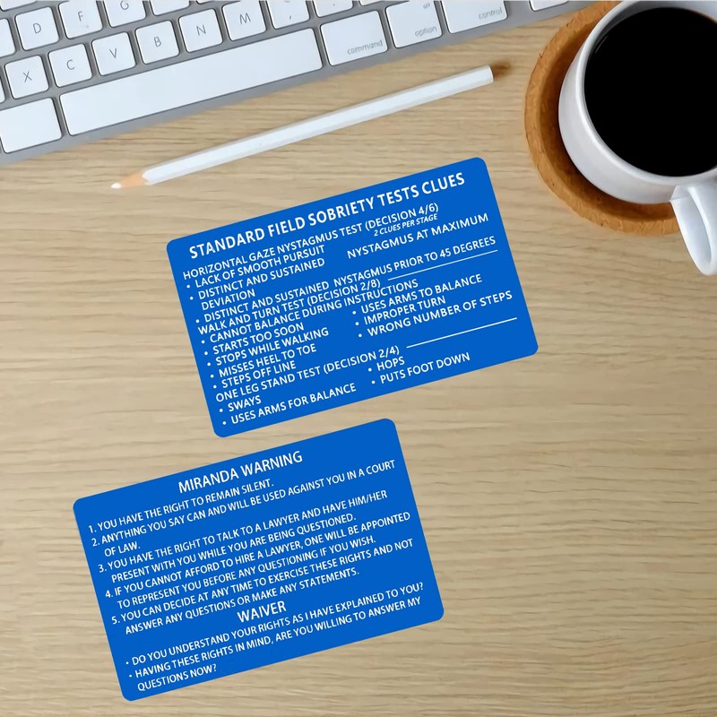 Laser Metal Miranda Warning Card / Standard Field Sobriety Test