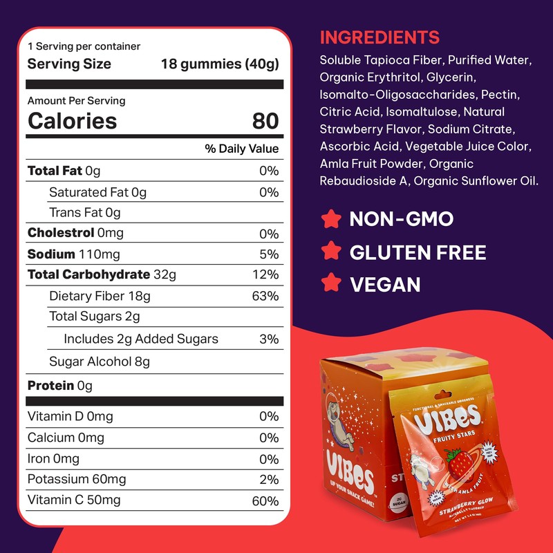 VIBES Strawberry Glow Fruity Stars - Healthy Gluten-Free & Vegan