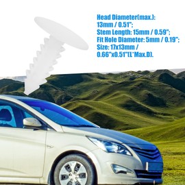 A ABSOPRO Bolt Rivets 5mm Hole Dia Fastener Clips Plastic White (Set of 40)