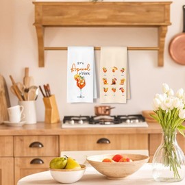 ArtisaEura Aperol Spritz Gifts Kitchen Towels, Cocktail Gifts for Women Dish Tea Bar Towel for Kitchen Bar Cart Decor, Aperol Spritz Cocktail Themed Decorative Hand Towels, 16x24 Inches Set of 2