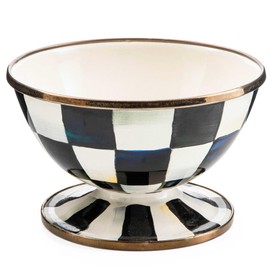 MACKENZIE-CHILDS Enamel Ice Cream Bowl, Serving Bowls for Entertaining, 2-Cup Capacity, Black-and-White Courtly Check