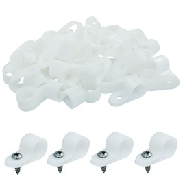 Hordion 100 Pack 1/2 Inch Rope Light Clips, P-Style Mounting Clips Cable Clamps with Screws for Wire Management