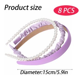 SSyang 8 Pieces Headbands for Women, Hair Bands for Women Different Styles, Head Bands for Women's Hair, Thick Headbands Pearl, Non-Slip, for Ladies, Girls, and Various Hairstyles