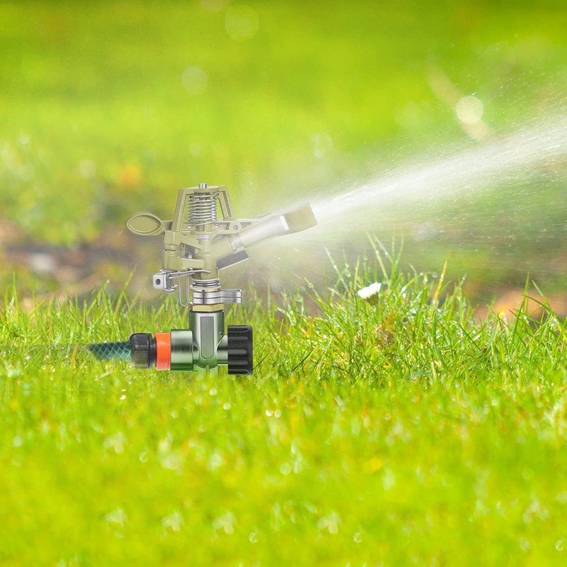2Pcs Zinc Alloy Heavy Duty Stainless Steel Rotating Sprinkler，Adjustable 360