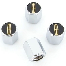 Elite Automotive Products, Inc. Logo Chrome Tire Stemp Valve Caps for Lincoln (Gold on Chrome)