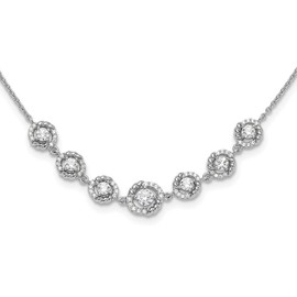 Auriga Fine Jewelry 925 Sterling Silver Rhodium-plated Fancy CZ 17.75in with 2in ext Necklace