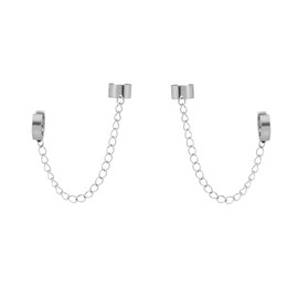 Cartilage Wide Cuff Drop Dangle Small Hoop Earrings for Women Men Punk Hypoallergenic Stainless Steel Clip On Huggie Little Hoops Crawler Climbers Threader Chain Earrings Son (No Piercing)