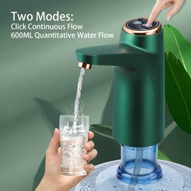 GOLDEN DEER, Water Dispenser, Electric Water Pump for 5 Gallon Bottle，Automatic Drinking Water Pump，3、5 Gallon Universal Pump, USB Charging, GDeer6, Green